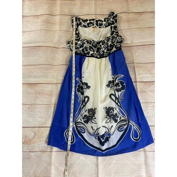 Anthropologie Maeve Women's Blue Silk Blend Multi Floral Dress - 6 - Picture 2 of 13